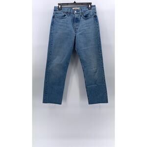 LEVI'S Women's Light Blue Denim Wedgie Straight Cropped Five-Pocket Jeans SZ 28